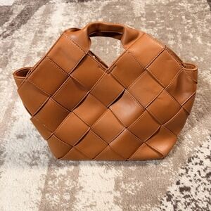 Aqua Basket Tote Weave Large Shoulder-Bag Brown Bloomingdale's Snap NWT